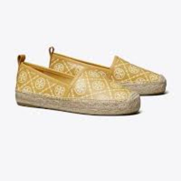 NIB TORY BURCH T MONOGRAM PLATFORM ESPADRILLE Sand Buff - Picture 3 of 4